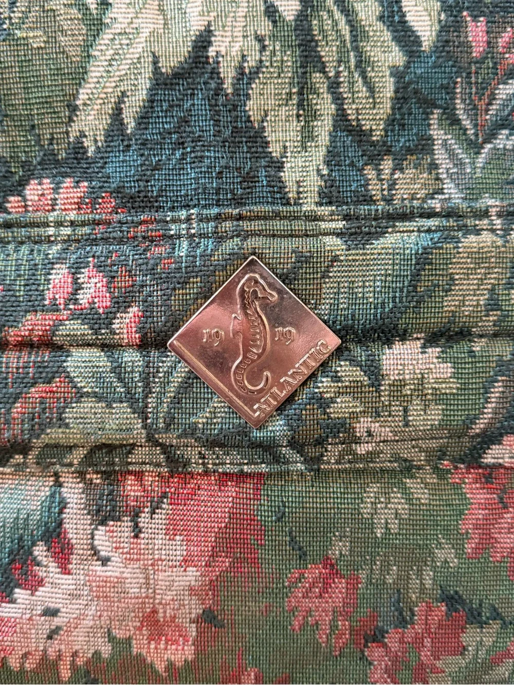 Atlantic Vintage Floral Tapestry Travel / Carry On Bag in Teal Green Retro